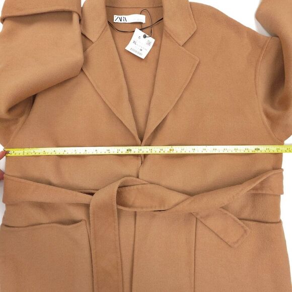 NWT Zara Wool Duster Belted Wrap Coat Tailored Old Money Quiet Luxury Minimal - Picture 4 of 9
